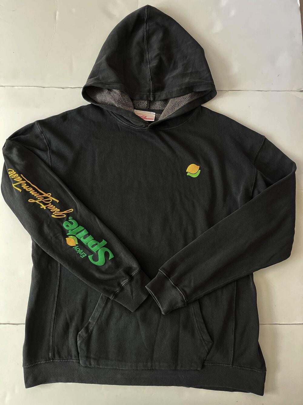 Coca-Cola Hoodie Unisex L Black Sprite Is Here Pullover Kangaroo Pocket Graphic